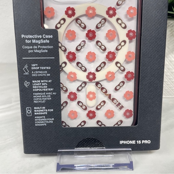 NEW Coach Tea Rose MagSafe iPhone 15 Pro Phone Case‎ Logo Flowers Floral - Picture 2 of 9